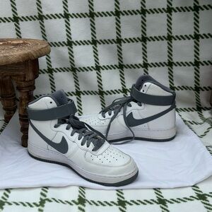 Nike grey&white custom Air Force 1 high  women’s 9.5